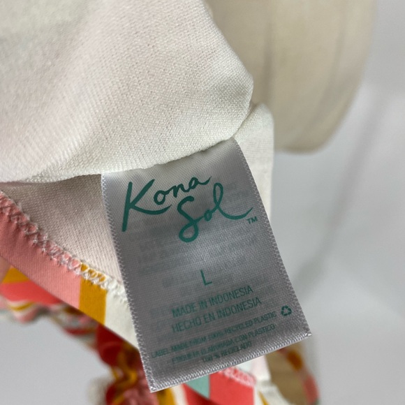 KONA SOL Striped Sherbet High Neck One Piece Swimsuit Womens Large - Picture 9 of 9